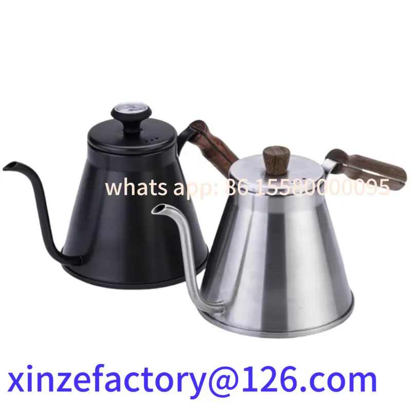 

Customizable 1.2L Coffee Pot Gooseneck Spout Wood Handle Espresso Drip Coffee Kettle Induction Cooker