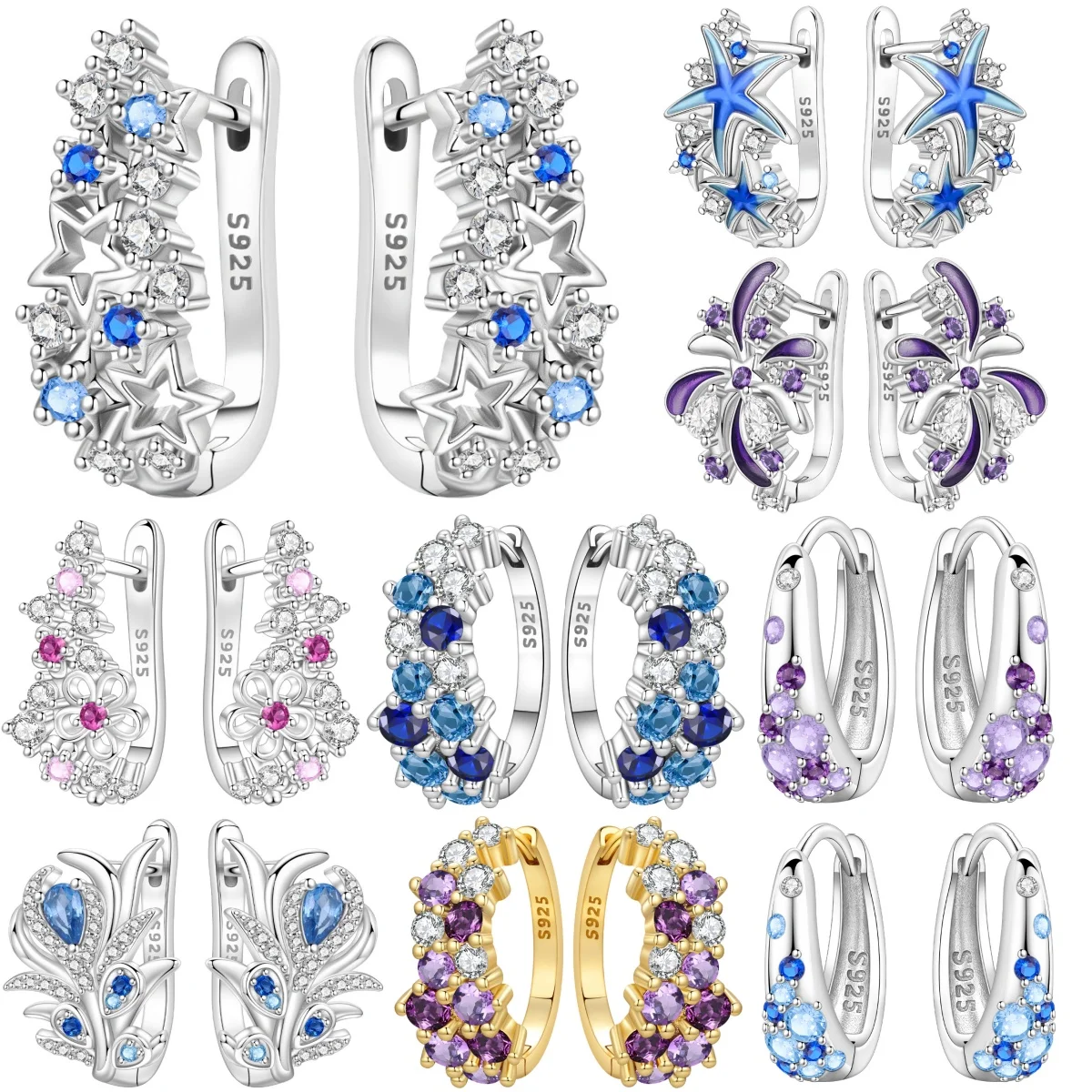 

Orstarry Original 925 Sterling Silver Blue Star River Earrings Women Hoop Earring Anniversary Jewelry Trendy Gifts