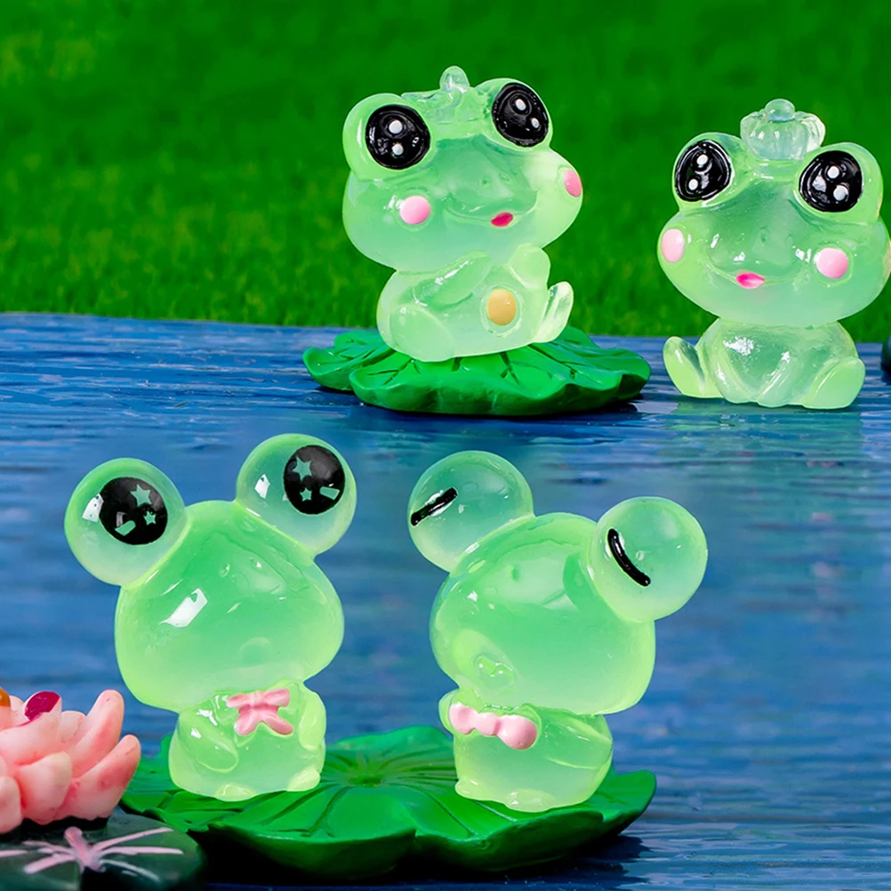 

6 Pcs Frog Figurines Mini Resin Decorations Cute Desk Accessories Home Office Craft DIY Mini Animal Lively Room