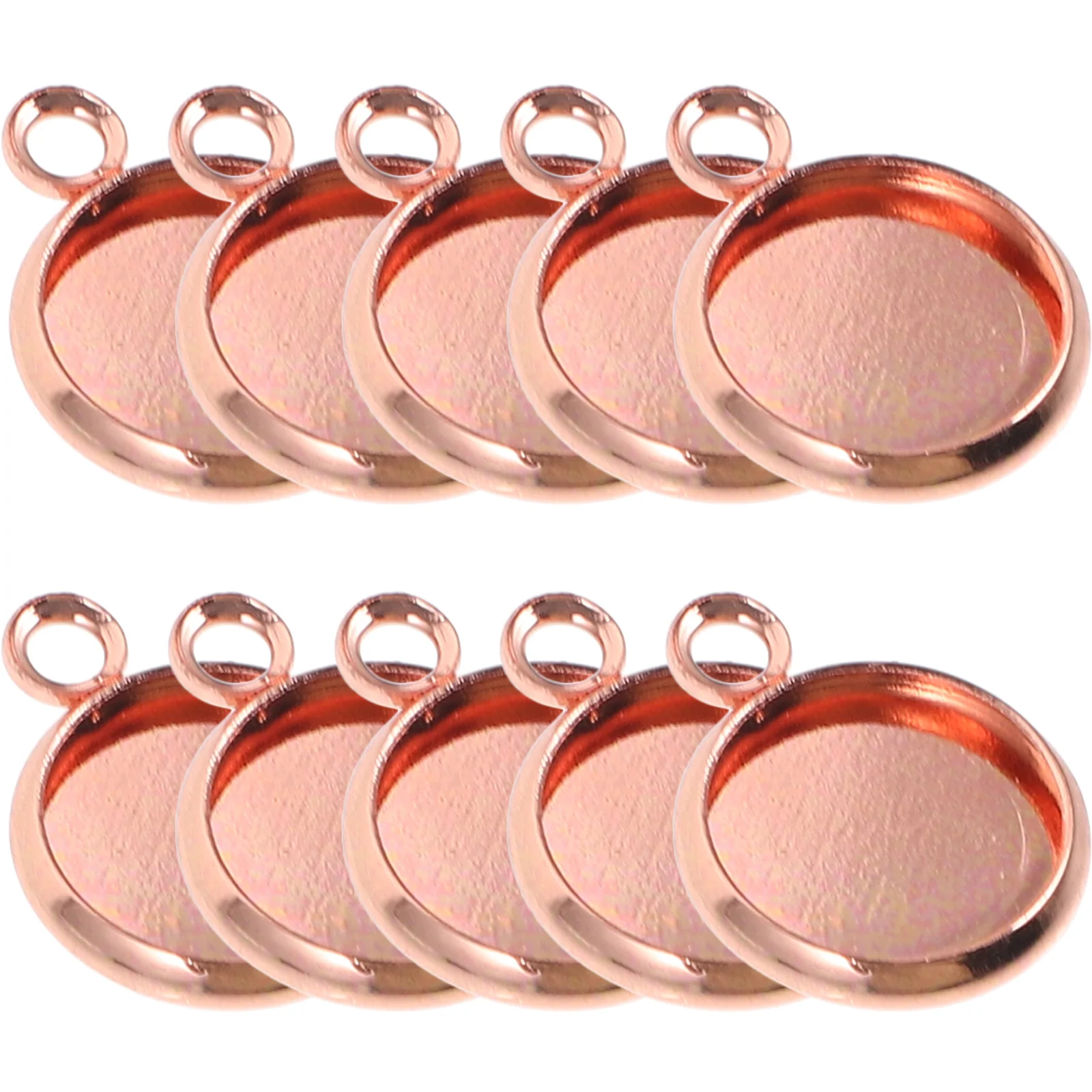 10 PCS Jewelry Tray Bezel Pendant Making Earth Tones Dome Rose Gold Round Trays