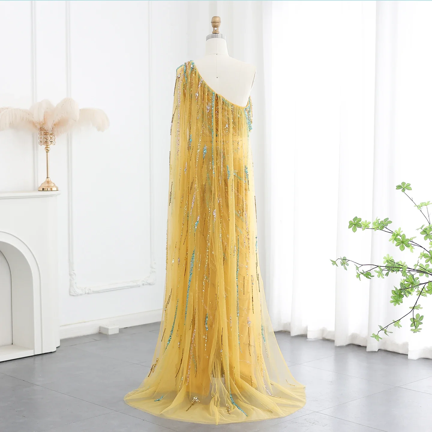 Sharon Said Gold Yellow Simple Elegant Evening Dress One ShoulderWomen Wedding Guest Formal Party Gown Saudi Arabia SS423 Custom image 6