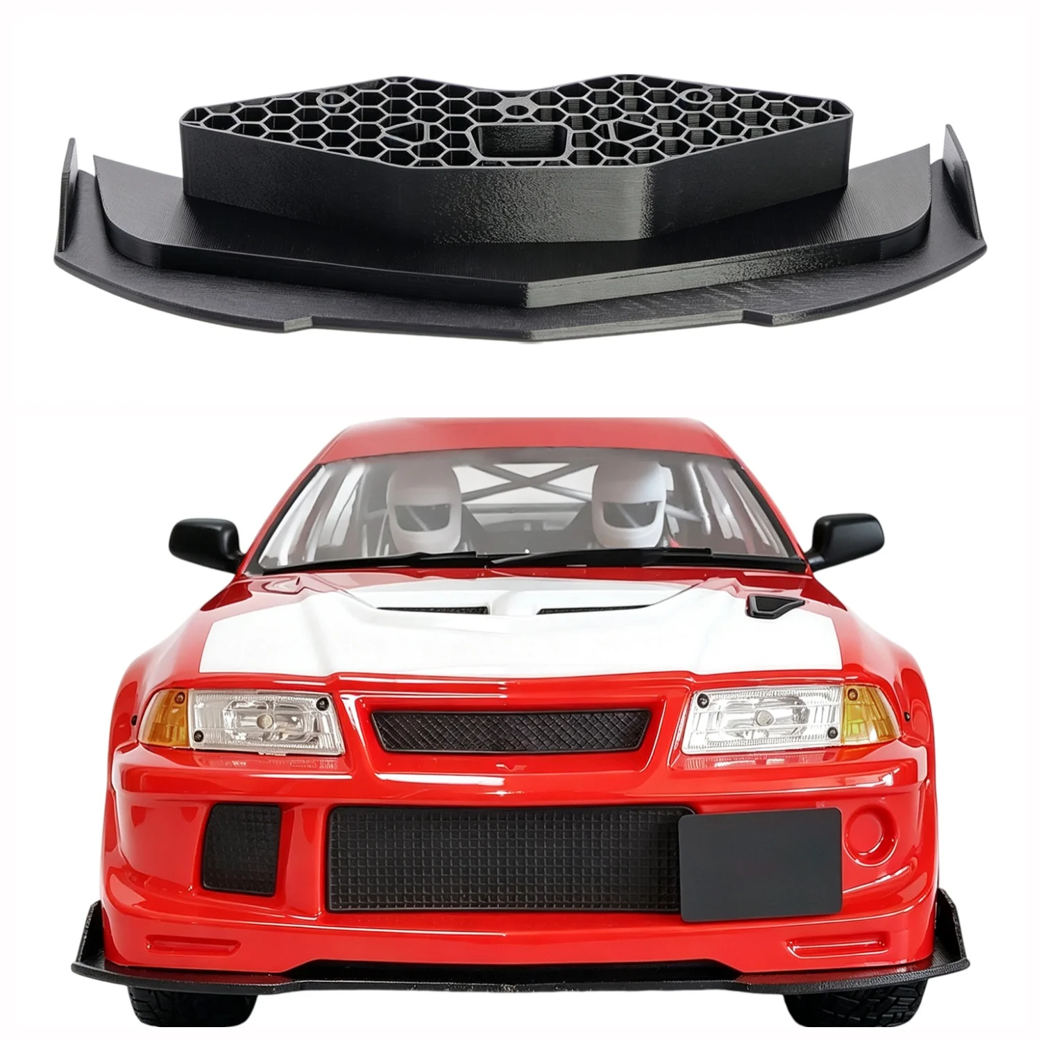 For RLAARLO 1/7 Mitsubishi EVO Rally Slevo-07 Front Splitter Bumper Guard 3D Printed TPU Flexible Crash Protection Upgrade Parts