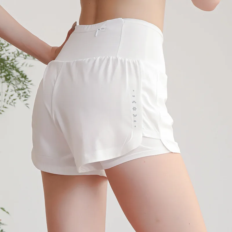 2025 New Summer Women Sports Shorts Anti Slip Fake Two Piece Quick Dry Breathable Yoga Running Training Workout Shorts