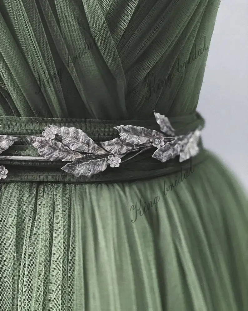 Corset Wedding Dress with Silver Belt Tulle Draped Off Shoulder Dress Sweetheart Evening Gown Prom Formal Dress Women Elegant