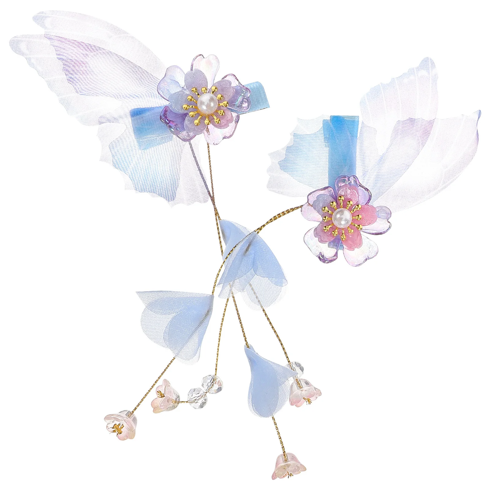 1 par de horquillas largas con borlas para el pelo de mariposa de estilo chino, accesorios elegantes para el cabello para mujeres y niñas, ceremonia de fiesta todos los días