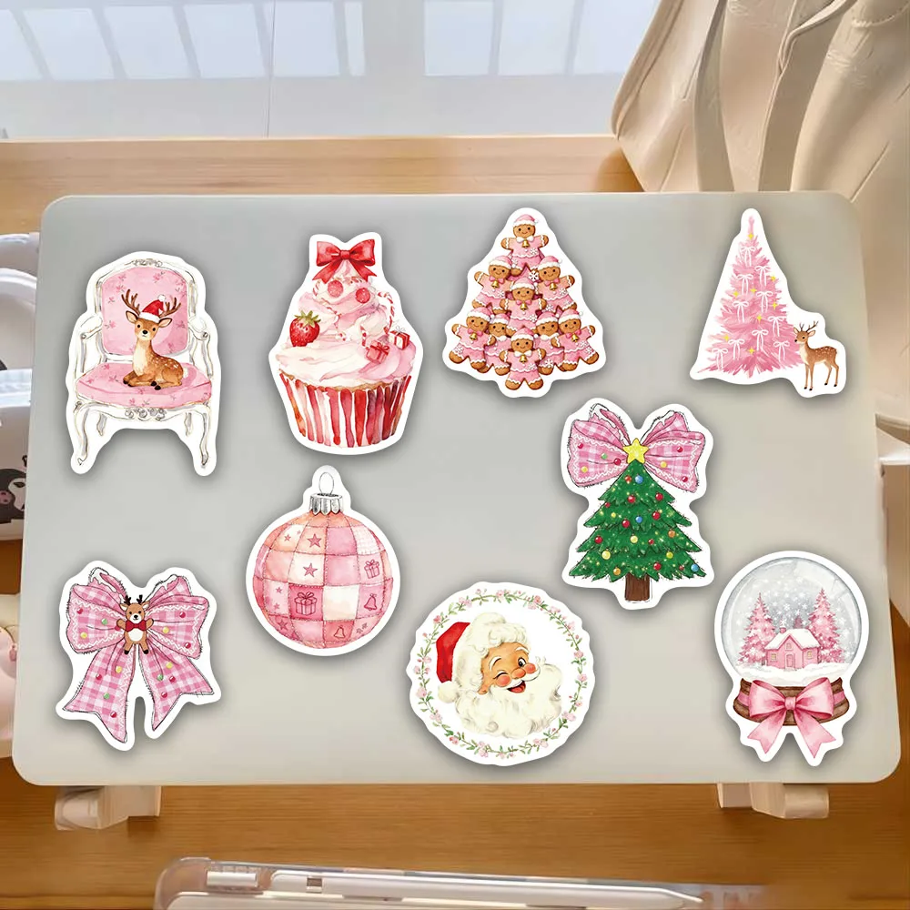 50PCS Rosa Weihnachten Spaß Aufkleber DIY Telefon Fällen Laptop Tassen Computer Spielzeug Aufkleber
