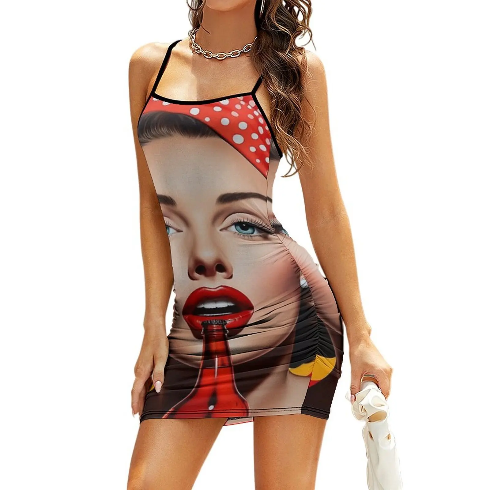 

80's Pop art Sling Dress sexy short dresses daring evening dresses luxury 2025 dresses for women 2025 dress for woman