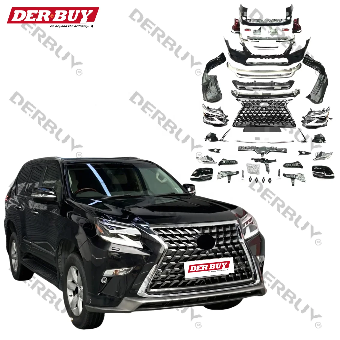 

Автомобильные детали, передний и задний бампер, решетка для подтяжки лица, Bodykit для Lexus GX GX400 GX460 2010-2012, обновление до 2015-2021, комплект кузова