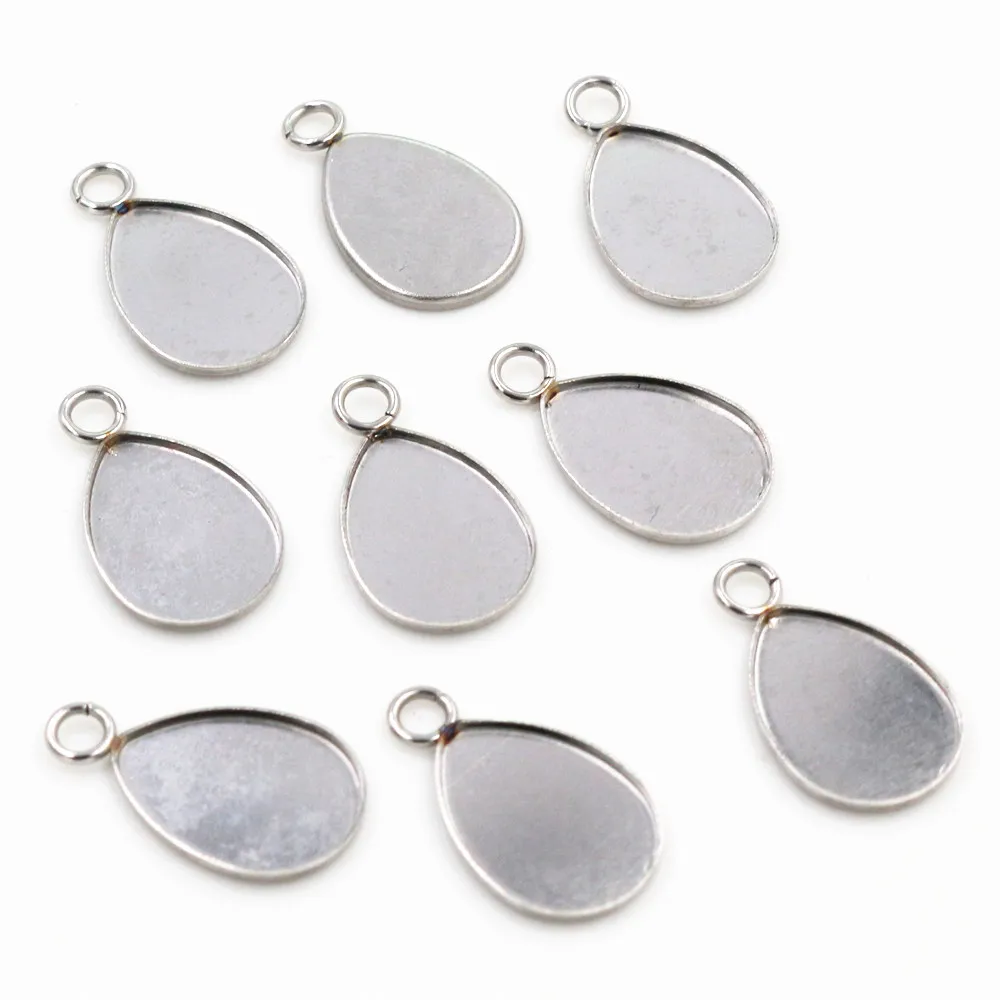 (Bez przejścia) 20 sztuk 10x14mm wewnętrzny rozmiar ze stali nierdzewnej spadek styl Cabochon baza Cameo ustawienie wisiorek taca (T7-48)