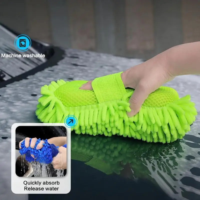 Microfiber Car Washer Sponge Cleaning Car Care Detailing Brushes Washing Towel Auto Gloves Styling Accessories