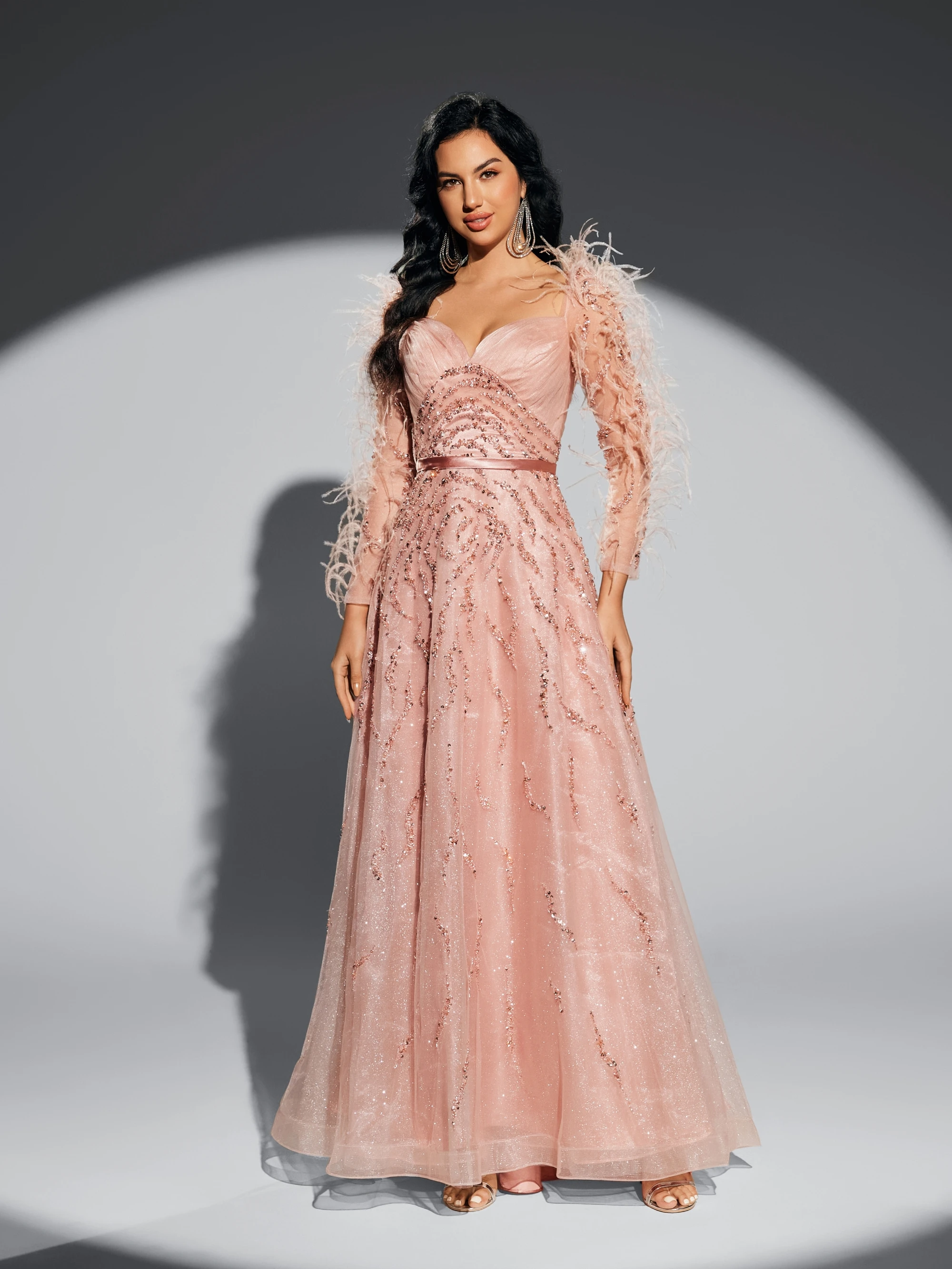 

(Sale) Shalimar Zhang Pink Luxury Host Dress For girls with diamond Handmade For Women Wedding Party Graduation Customized