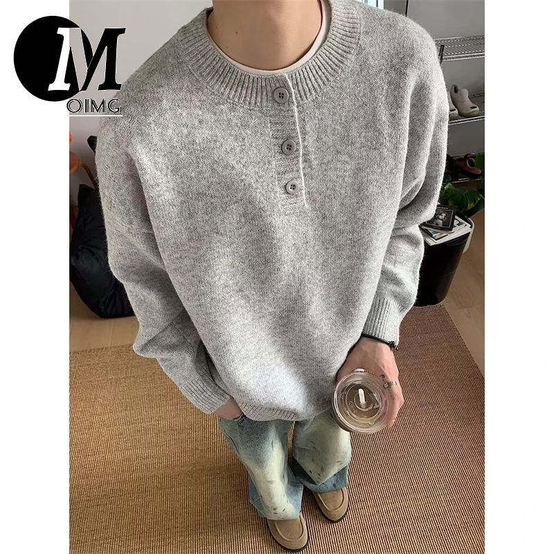 [OIMG] 2024 Autumn/winter New Luxury Henley Collar Pullover Casual Knit Sweater