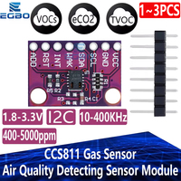1~3PCS Gas Sensor Carbon Dioxide Detection Sensor Module CCS811 CO2 eCO2 TVOC Air Quality Detecting I2C Output CJMCU-811 EGBO