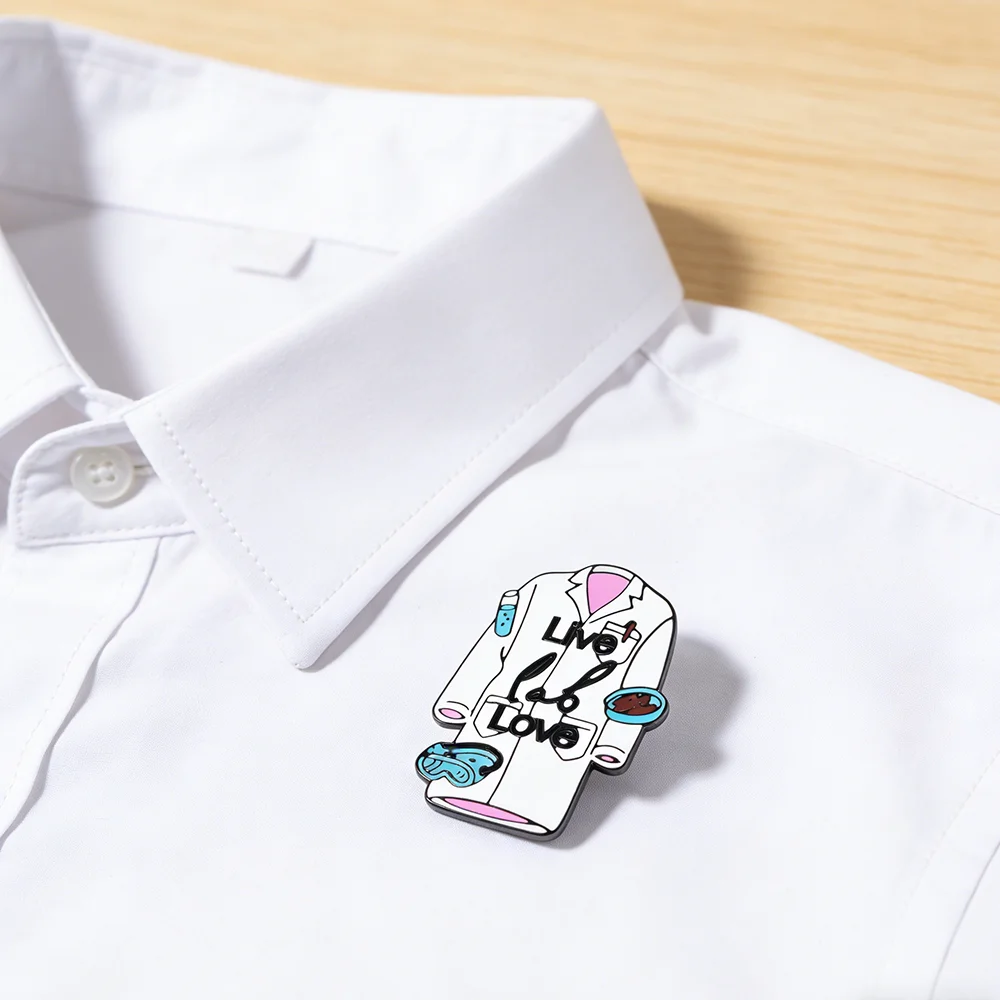 Hanreshe Science Lab LIfe Enamel Pin Funny White Coat Brooch Laboratory Badge Jewelry for Scientists