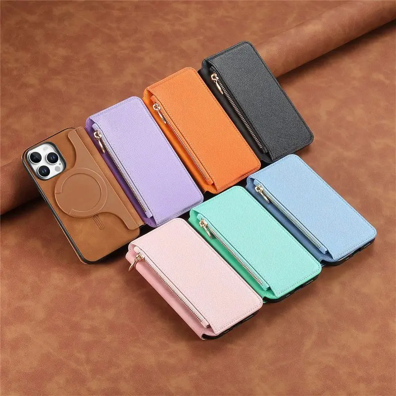 Magnetic Detachable 2 in 1 Flip Phone Cover For iPhone 16 Pro Max 15 14 13 12 11 XR XS Max 7 8 Plus SE With Zipper Bag