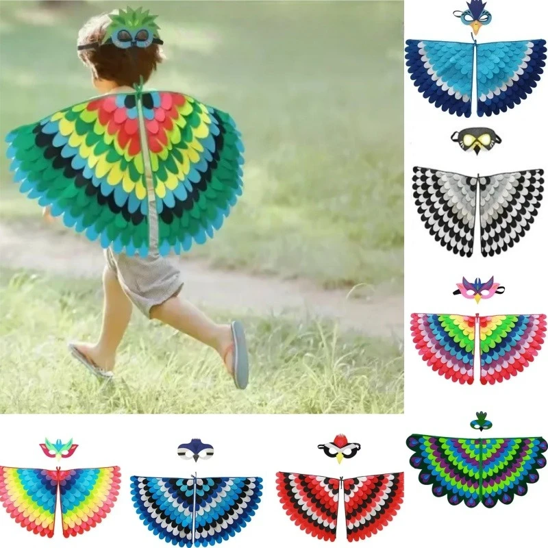 Cosplay Kids Costume Stage Performance Owl Peacock Wings Performance Props Clothes Halloween Party for Girls Boys Cloak Costumes