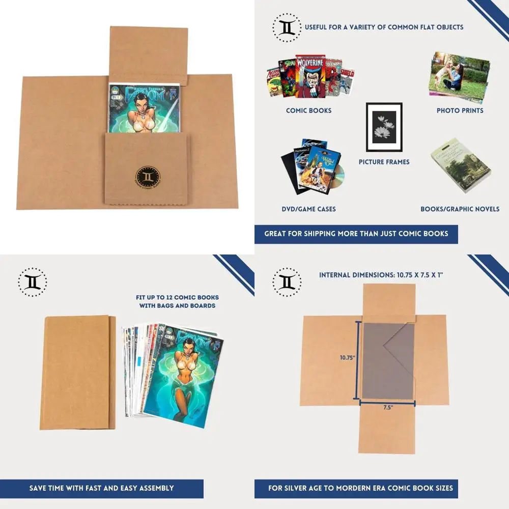 

Comic Book Mailers | 10.75x7.5x1 Inch - Pack of 25 | Easy Fold, Stay Flat, Crush Proof, and Do Not Bend | Ideal for Shipping, Bo