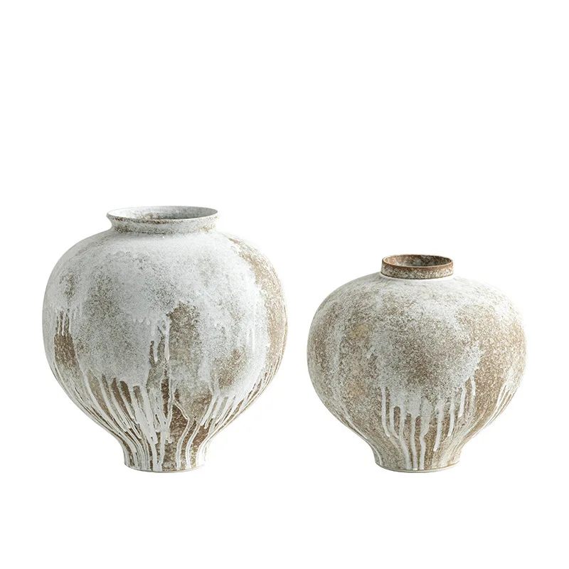 

CX Chinese-style wabi-sabi wind shabby medieval ceramic vase, aesthetic B & B hotel soft retro decoration