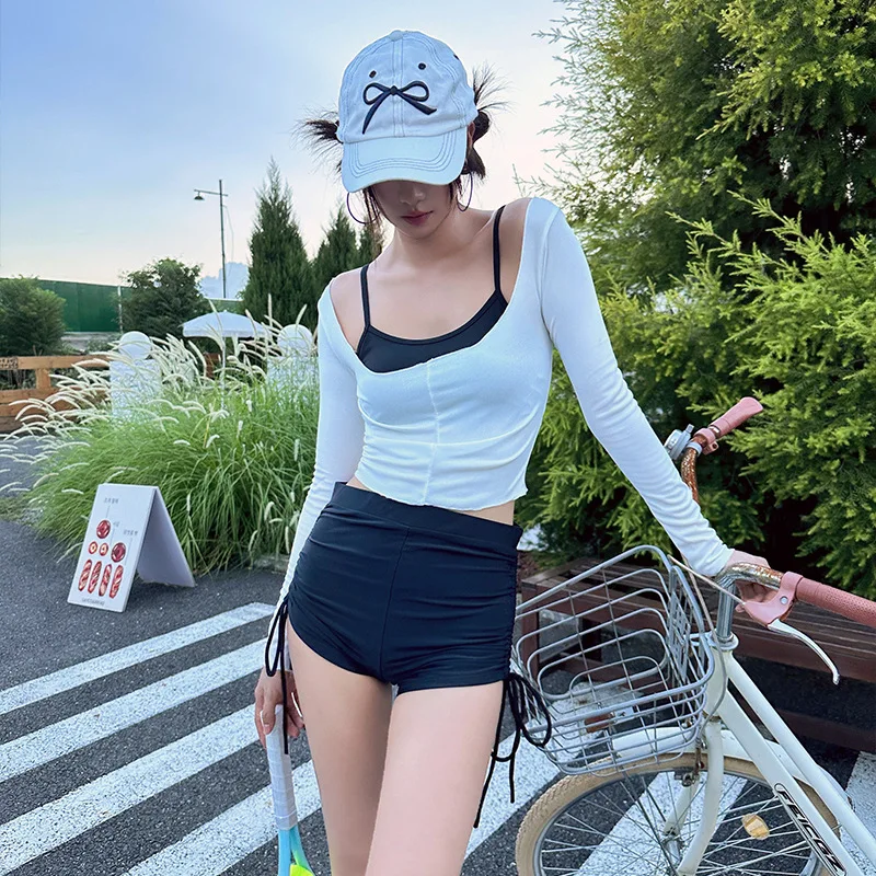 

Южная Корея Ins Dongdaemun Pure Desire купальник женский сексуальный разделенный нишевый U-образный вырез с небольшой грудью из трех частей горячий весенний купальник