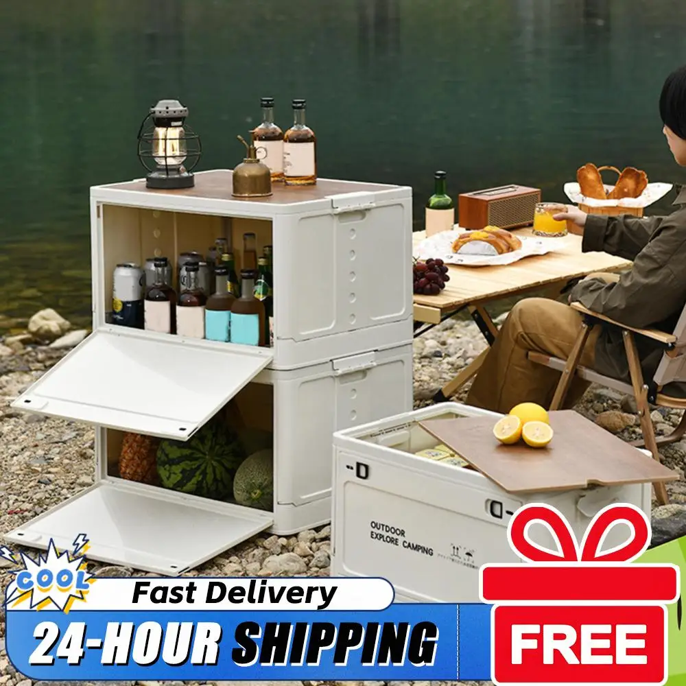 

30L Household Storage Organizer Large Capacity Folding Car Storage Case Stackable Side Open Store Picnic Supplie Snacks and More