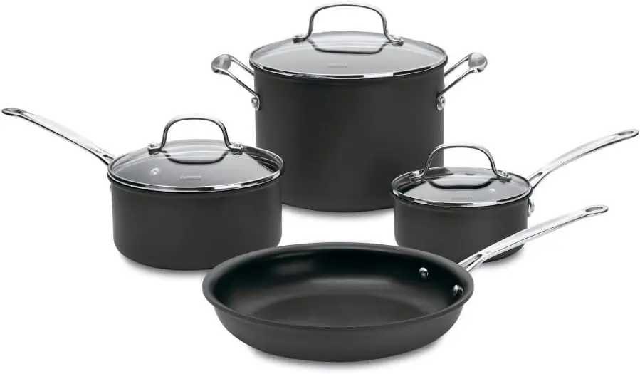 

Cuisinart 66-7P1 Chef's Classic Nonstick Hard-Anodized 7-Piece Cookware Set, Black