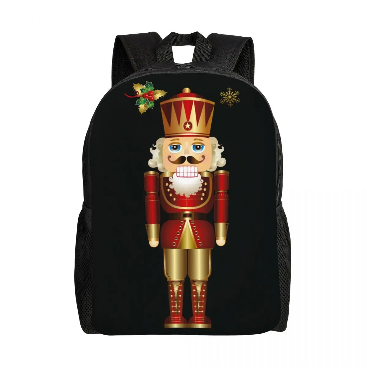 Nutcracker Soldier King Backpack for Men Women Waterproof College School Cartoon Christmas Nutcrackers Bag Print Bookbag