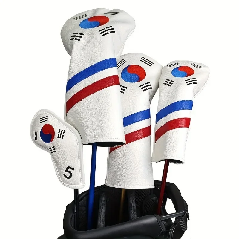 Golf Head Cover Korea Patriotism Golf Head Covers Set for Iron,Driver,Fairway,Hybrid,Blade Putter Alignment Golf Club Cover