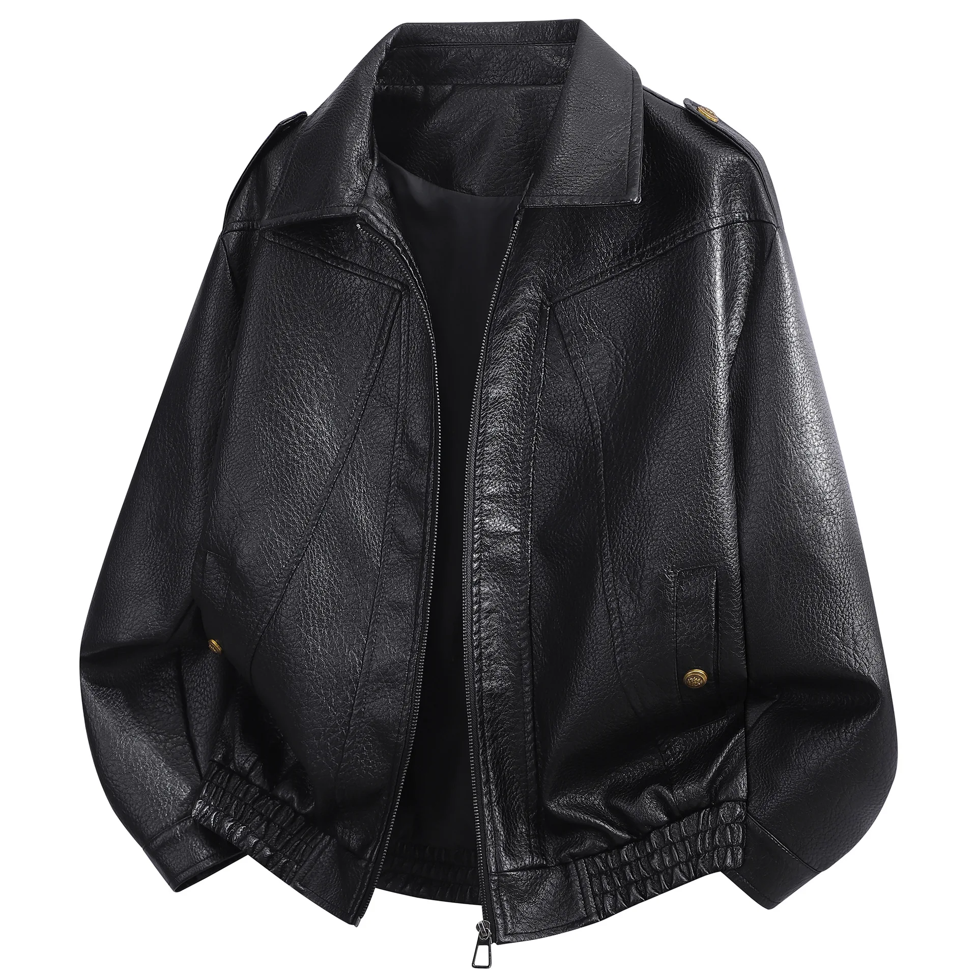 European size American retro leather jacket men's winter loose trendy lapel jacket top men's autumn and winter windproof jacket