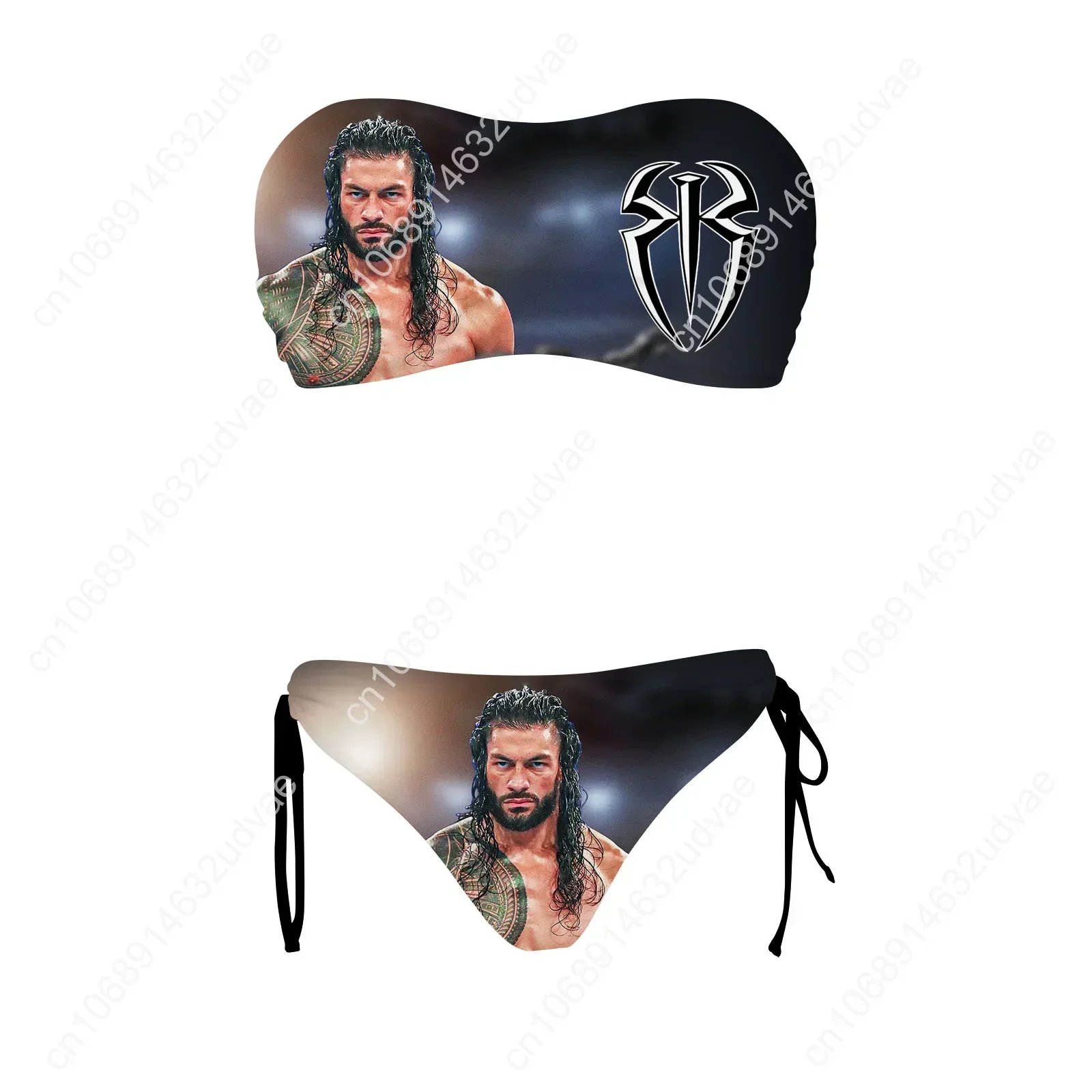 Roman Reigns Swimsuit Womens Drawstring Two Piece Set Bathing Suits Personalized Swimwear Pool Party Bikini Customize Beachwear