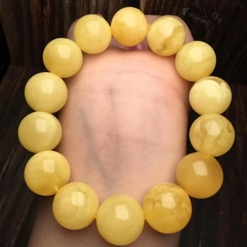 

Natural Amber Beeswax Bracelet Black Material Cost-Effective Large Size 15-18mm Optional Product Full Honey Men's