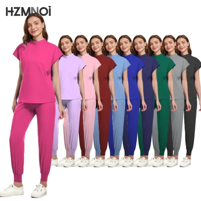 New Tops+pant Medical Uniform Surgery Scrubs Shirt Short Sleeve Pet Shop Doctor Nurse Nursing Uniform Set Women Workwear Scrub