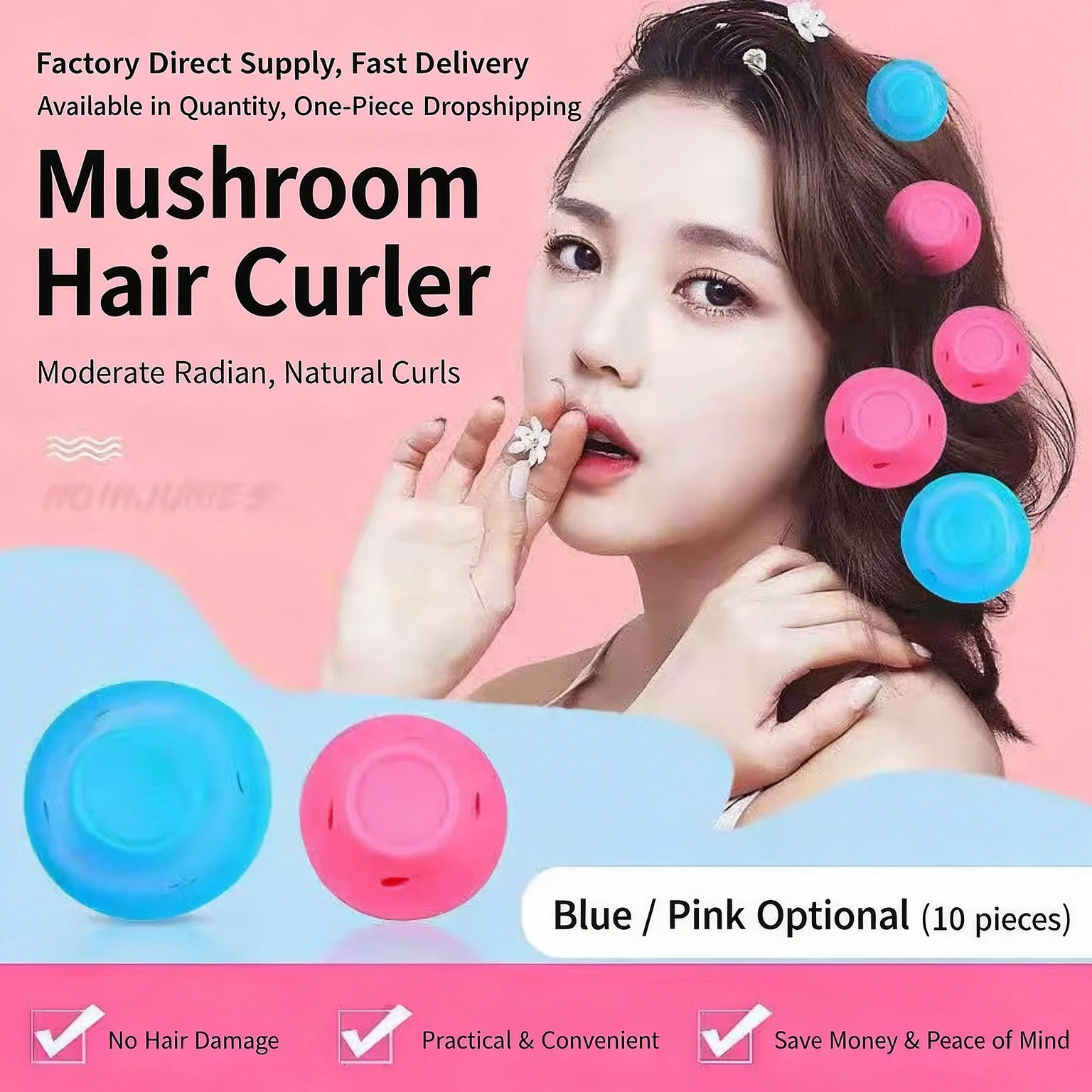 40PCS No Heat Hair Curlers Self Holding Hair Rollers DIY Natural Wave Curling Tool Without Heat Damage