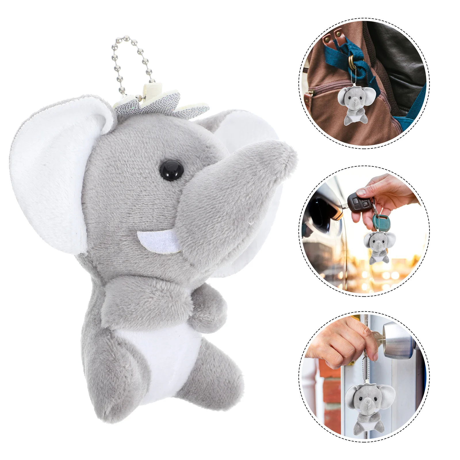 2 Pcs Elephant Keychain Keychains Cartoon Bag Pendant Fluffy Portable Stuffed Charms Clothing