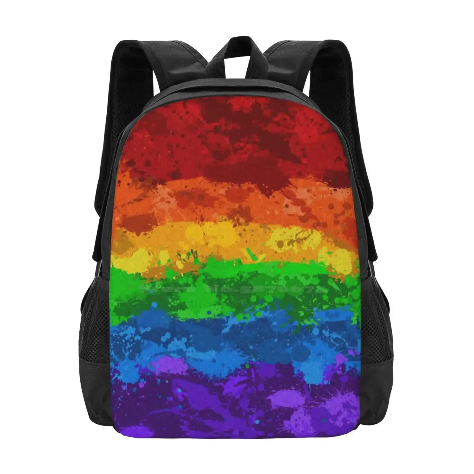 

Abstract Paint Splatter Lgbtq Pride Rainbow Flag Background Hot Sale Schoolbag Backpack Fashion Bags Rainbow Pride Flag