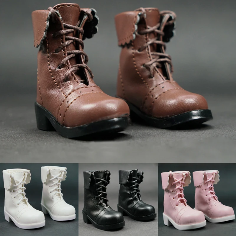 

D04-A610 handmade toy 1/3 1/4 MSD Doll BJD/SD doll Accessories shoes vintage lace flanging lace up boots 1pair