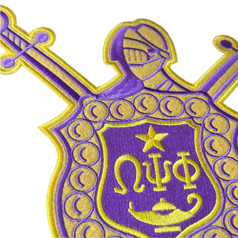 Embroidered Iron-On Omega Psi Phi Retro Shield Patch for Hoodie, Ques, 1911 Fraternity Patch, Paraphernalia