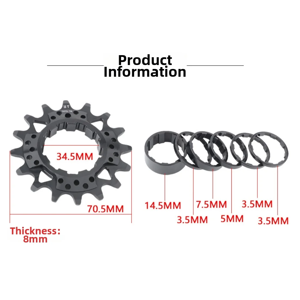 16T Fixed Gear Bicycle Freewheel Cogs Hub Locking Single Speed Fixie Bike Threaded Lock Rings For Off-road Bicycle Cycling Part
