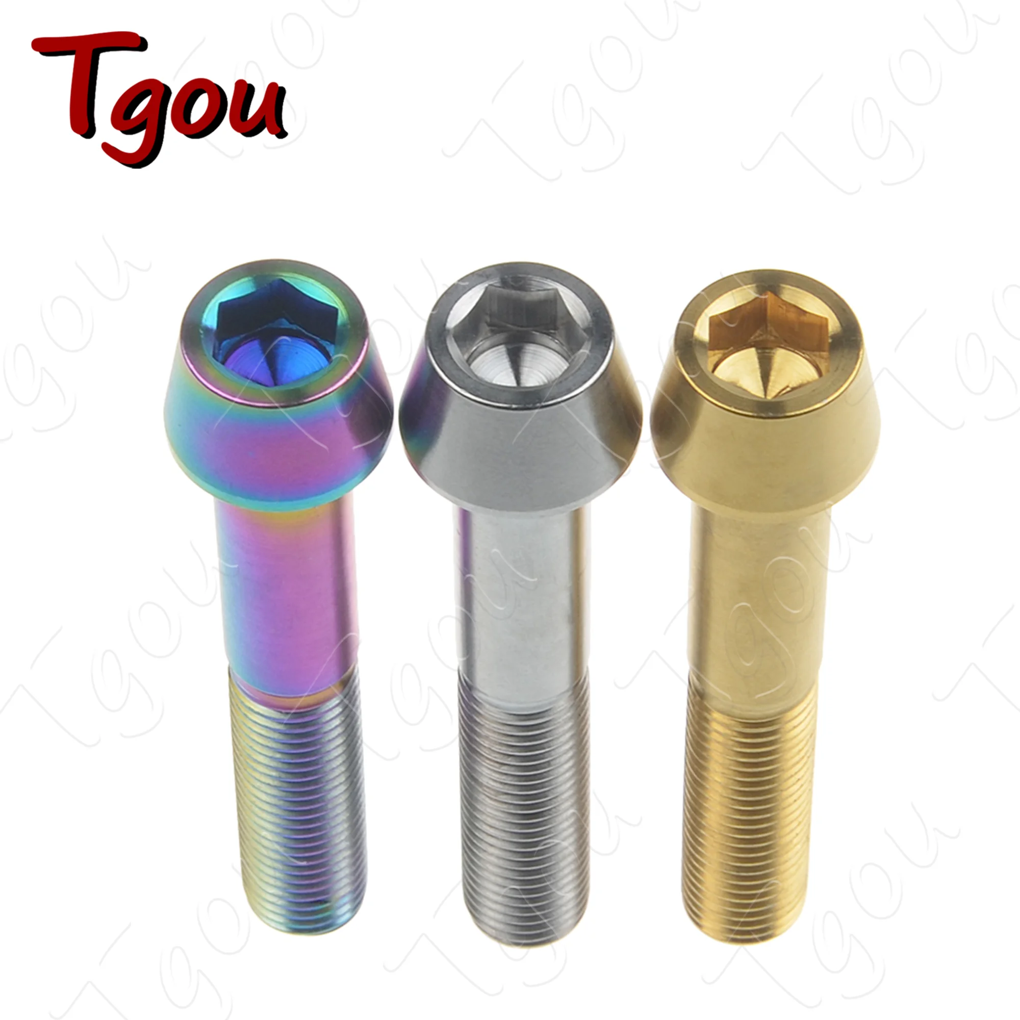 Tgou Titanium Bolt M10x55 60mm Pitch 1.25 Taper Head Allen Key Screws for Motorcycle Brake Caliper
