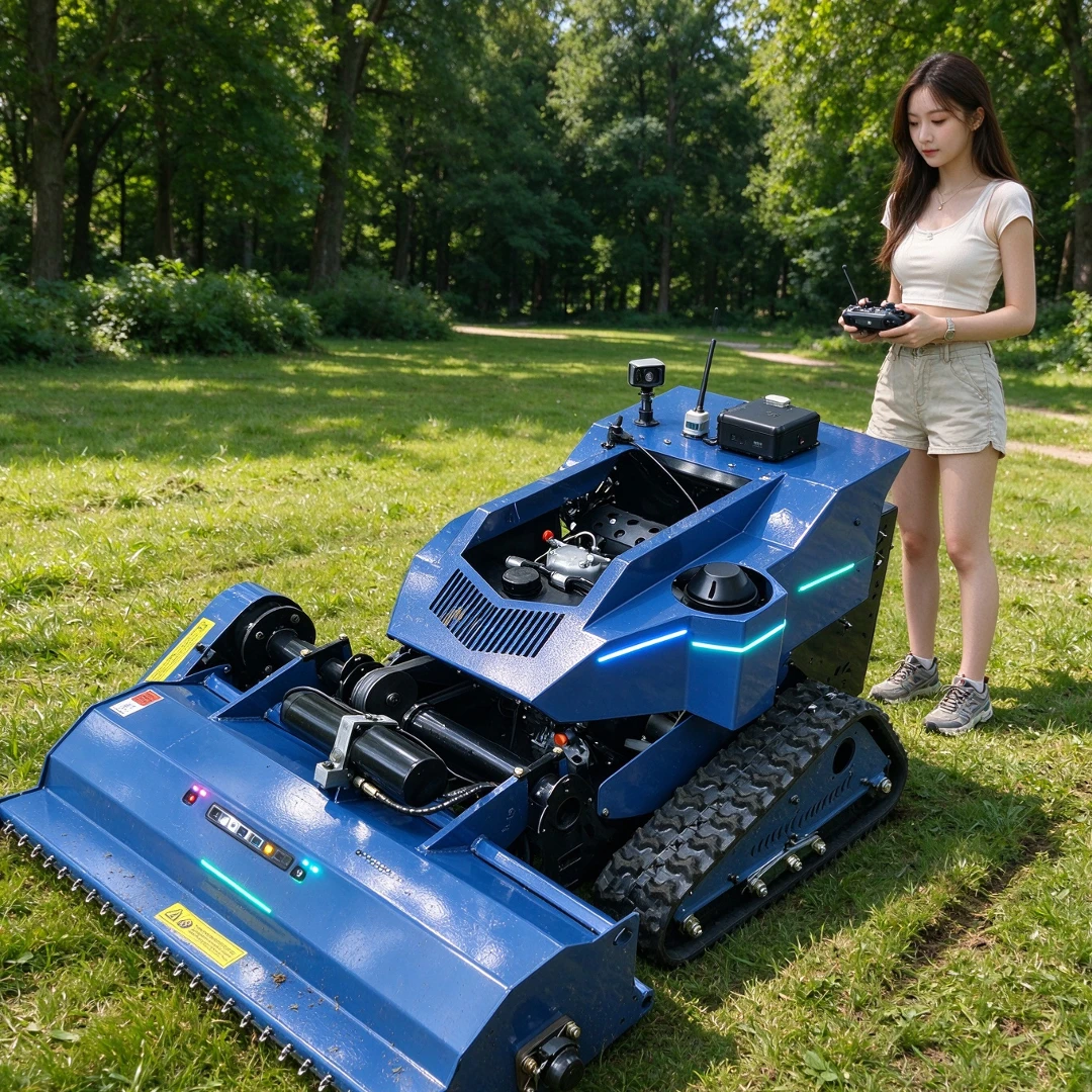 Customized lawn mower track type all terrain operation 80-120CM cutting width grass crusher online customer service