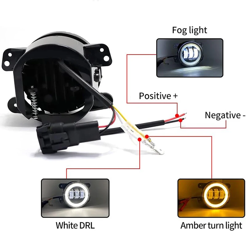 Car LED 4inch Front Bumper Fog Light For Jeep Wrangler JK Dodge Chrysler Off-Road Modification Accessories Automotive Fog Lights