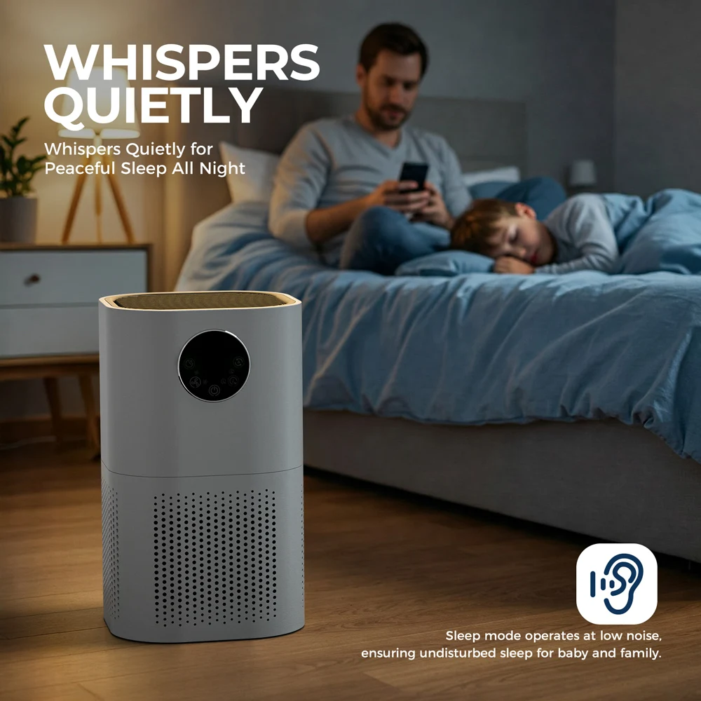 Air Purifier for Home Allergies Pets Hair in Bedroom H13 True HEPA Filter 25dB Filtration System Cleaner Odor Eliminators, White