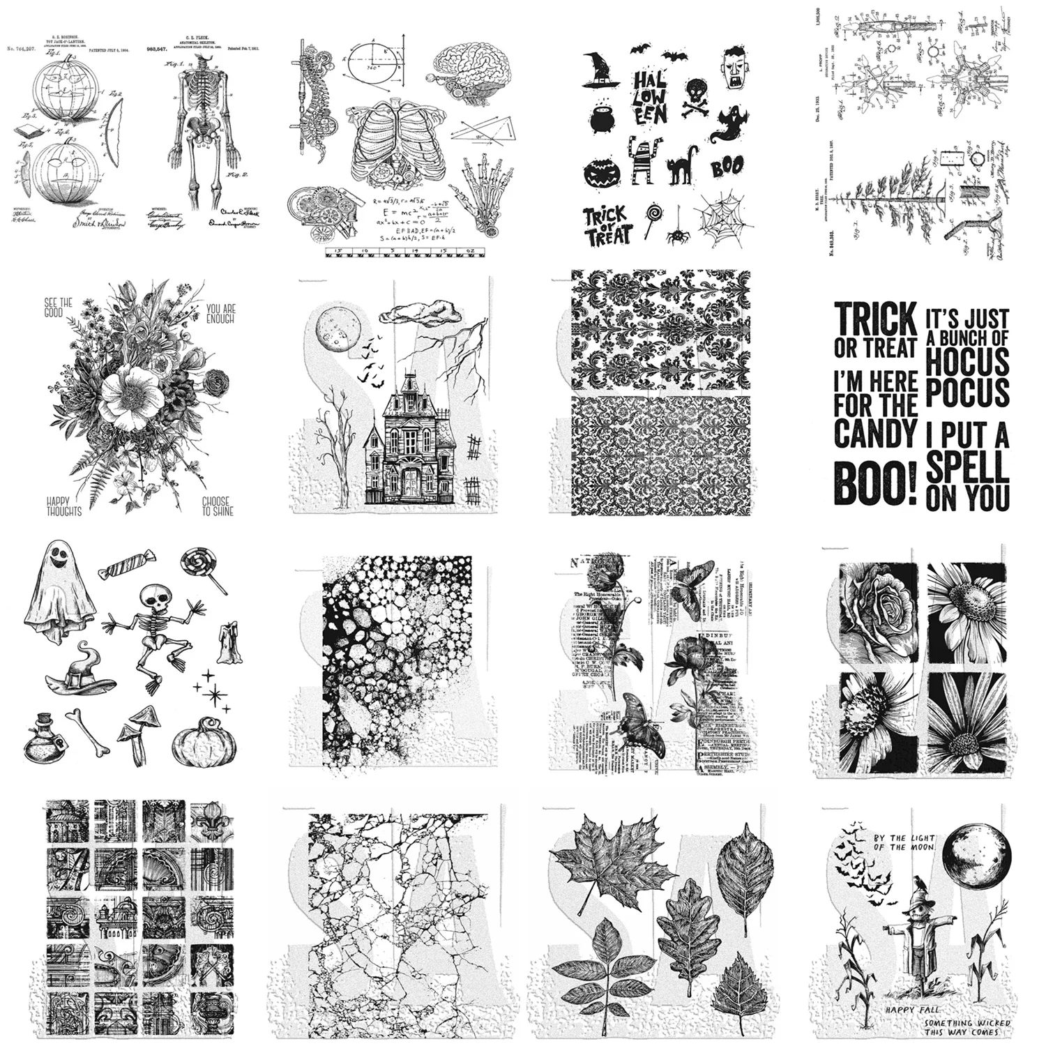 Christmas Tree Bell Halloween Skull Pumpkin Leaf Clear Stamps For Scrapbooking Paper Making Supplies Craft Card Seals