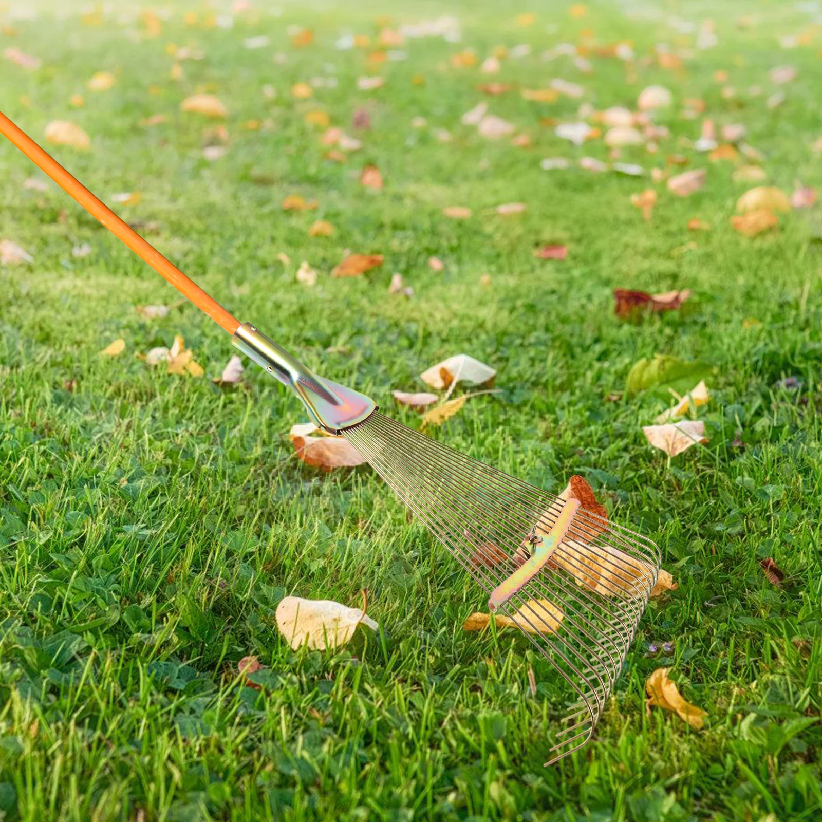 

Garden Steel Wire Heavy Duty Leaf Rake for Lawns Artificial Grass Shrub Rake Hand Tool Landscape Cleaning Yard Work