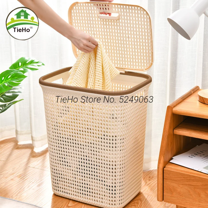 Laundry Hamper Rattan Dirty Clothes Basket With Lid Handle Laundry Sorter For Laundry Bedroom Clothes Kids Toys