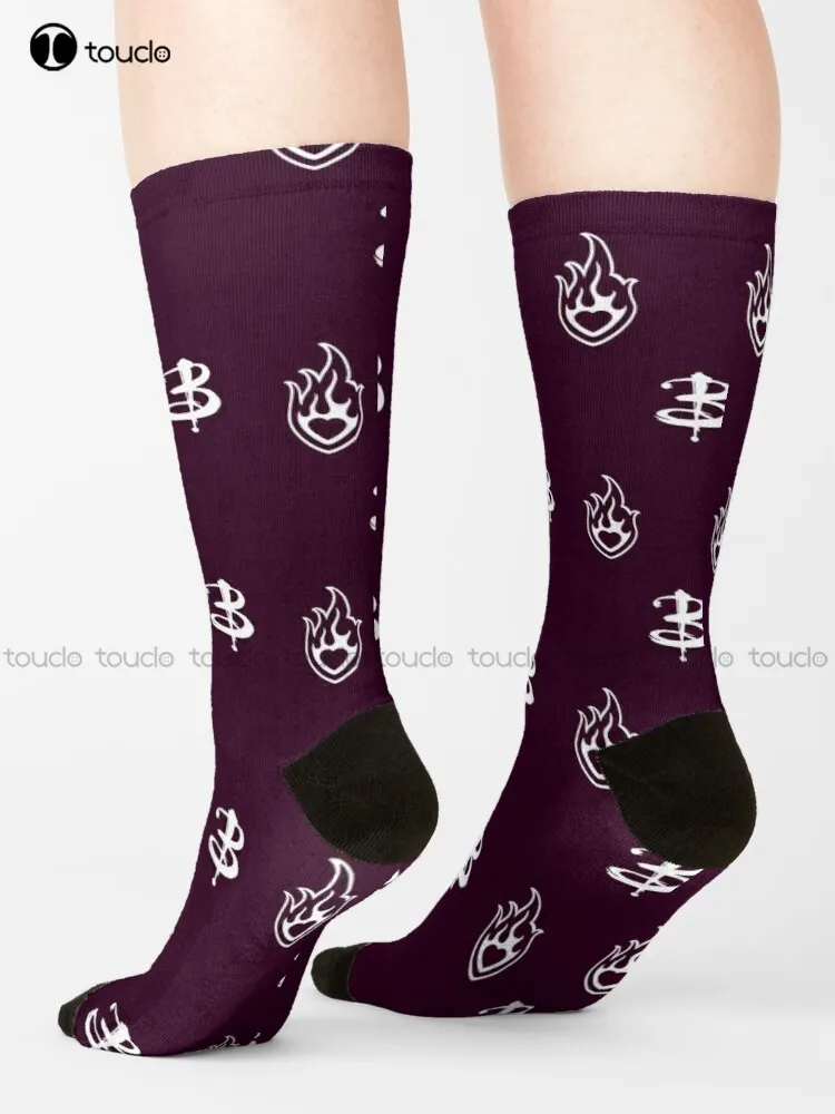 Buffy Heart Flame Emblem Buffy The Vampire Slayer Socks Mens Cotton Socks Street Skateboard Socks Harajuku 360° Digital Print