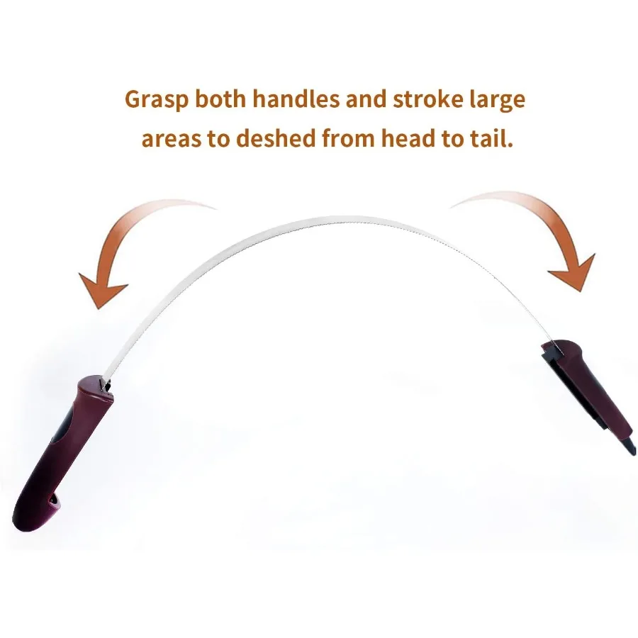 Двустороннее лезвие с лезвием из нержавеющей стали для всех типов пальто для собак. Мягкая на ощупь конструкция, идеально подходит для ежедневного ухода и ухода.