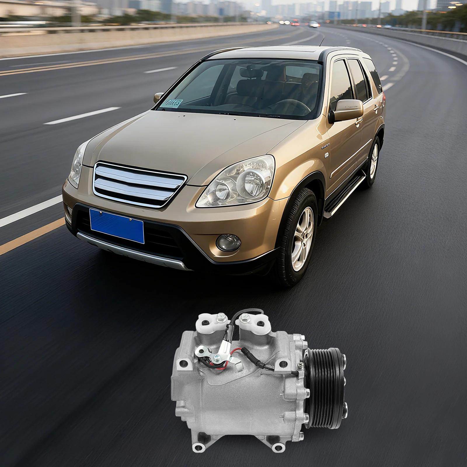AC Compressor, A/C Compressor, Air Conditioning Compressor, 12V 7 Groove HS110R Type, Direct Replacement for Vehicle Cooling System