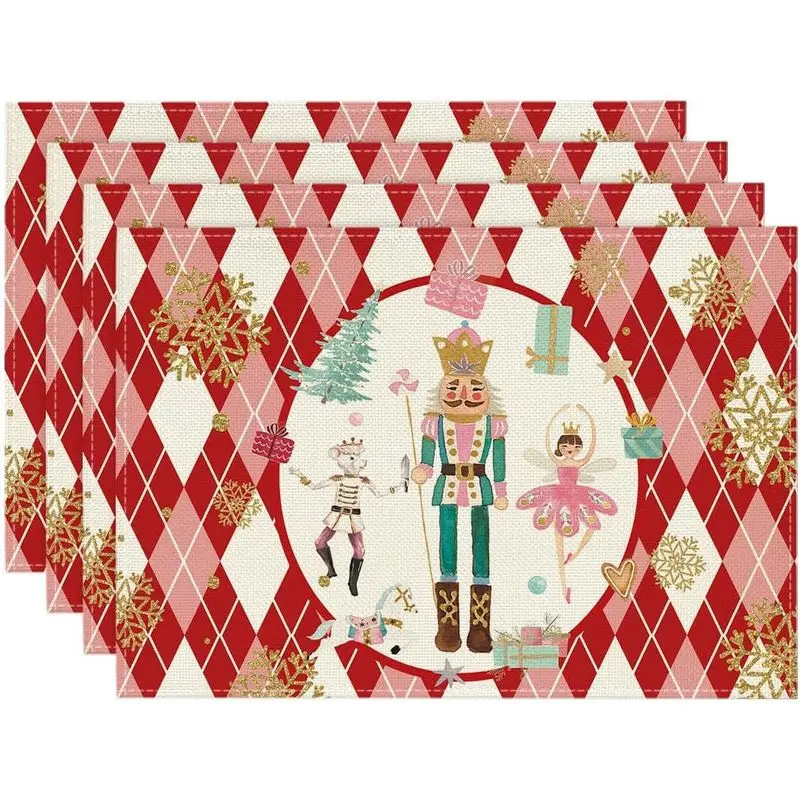 VIKAMA Nutcracker Christmas Meal Mat, Waterproof Insulated Table Mat for Holiday Party Decor