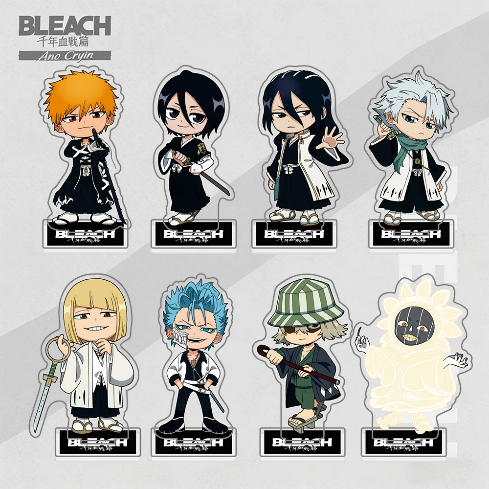 Bleach Thousand-Year Blood War Acrylic Stand, Ichigo Rukia Toshiro Byakuya Chibi Figure, TYBW Anime Desktop Decor Keychain Gift