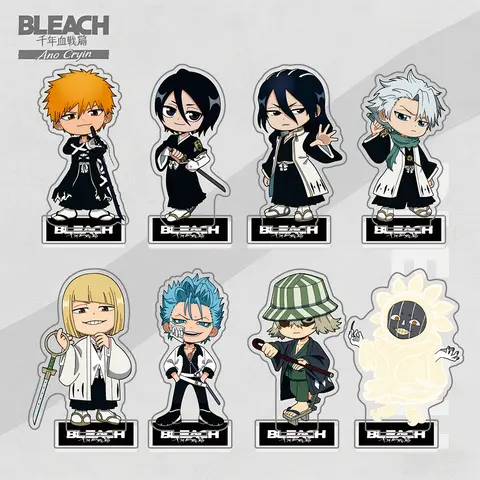 Bleach Thousand-Year Blood War Acrylic Stand, Ichigo Rukia Toshiro Byakuya Chibi Figure, TYBW Anime Desktop Decor Keychain Gift
